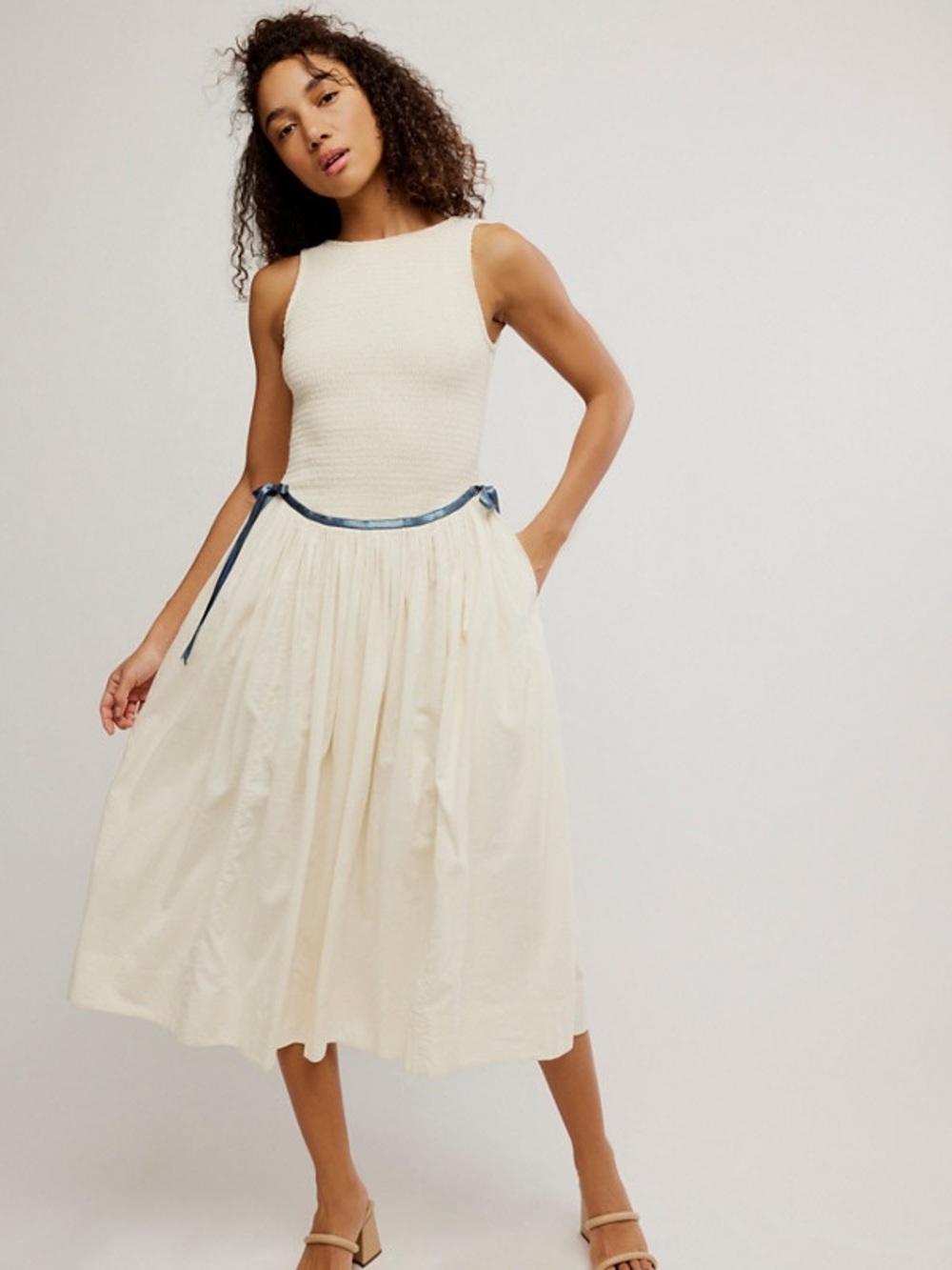 Free People Nightingale Midi Dress in Cream